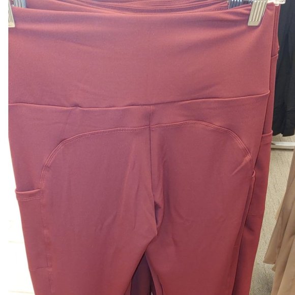 CM Fashion Womens Leggings, With Pockets--Burgundy - Picture 8 of 8